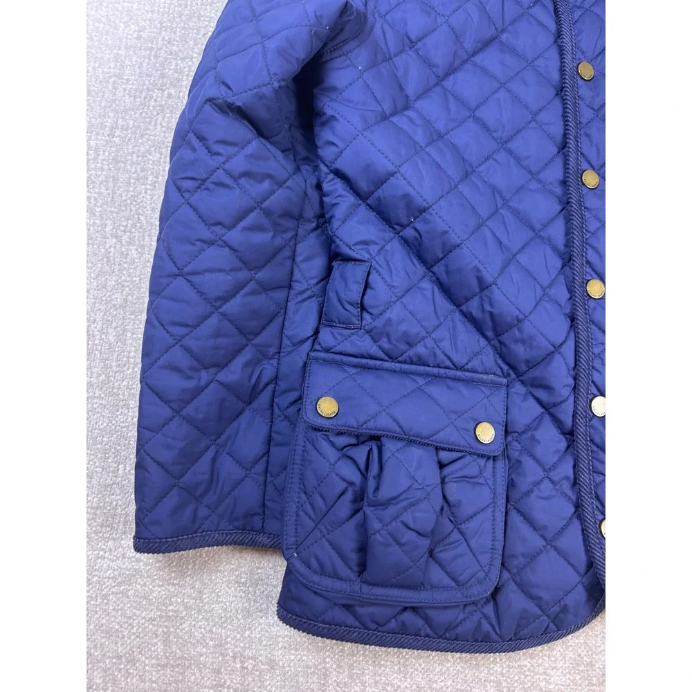 Ralph Lauren Kids Navy Blue Quilted Barn Jacket Corduroy Collar Large 12/14